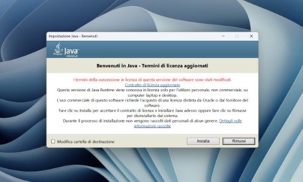 Abilitare Java su Windows